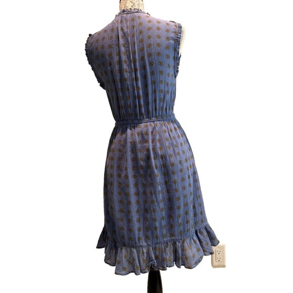 Paris Atelier &Other Stories Dress 100% cotton Blue Sleeveless BOHO size 4 fairy - Picture 3 of 15